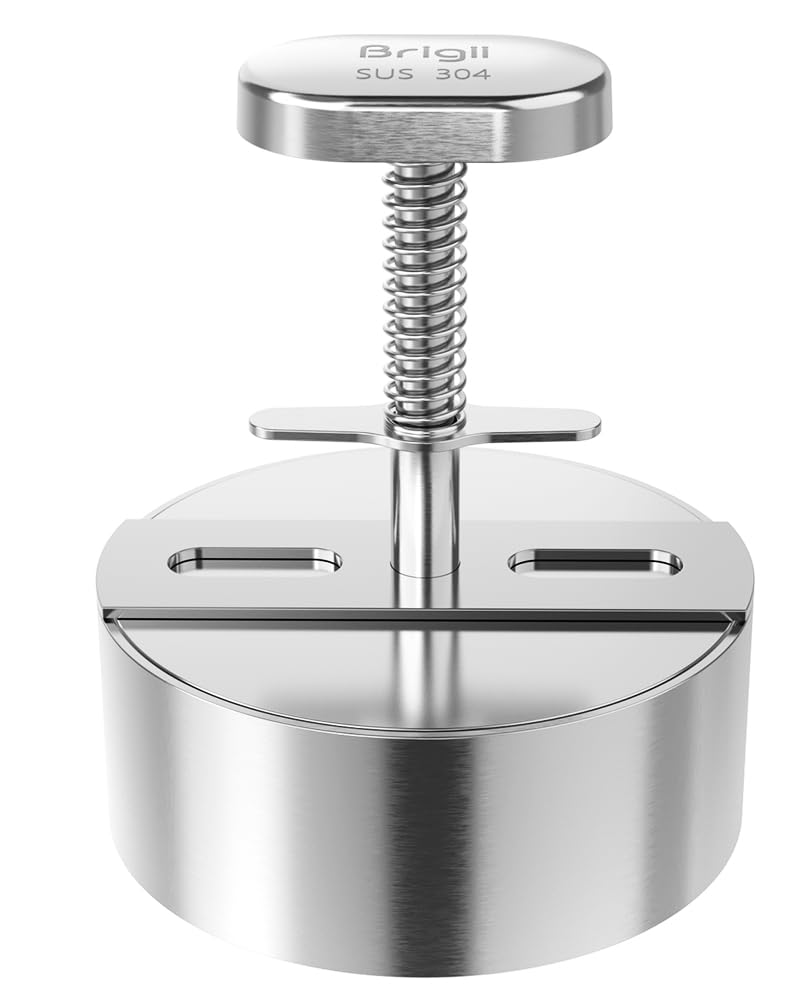 Brigii burger press 304 stainless steel shapes uniform 4.5-inch patties for even cooking.