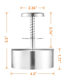Brigii burger press thickness marks guide to consistent patty size.