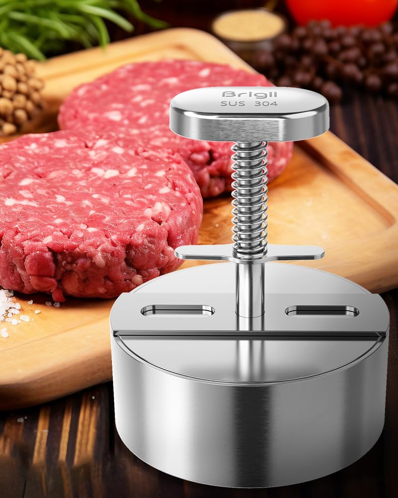 Brigii easy-release design helps create round, well-shaped patties.