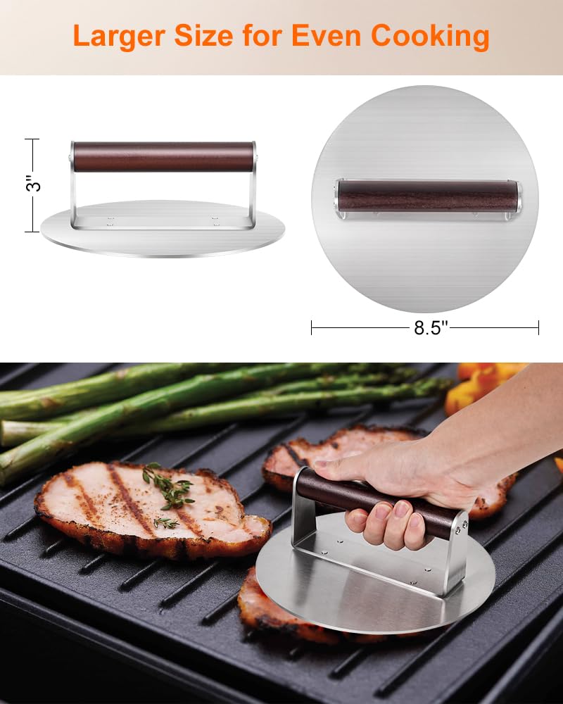 Brigii heat-resistant wooden handle provides a secure, comfortable grip during grilling.