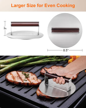 Brigii heat-resistant wooden handle provides a secure, comfortable grip during grilling.