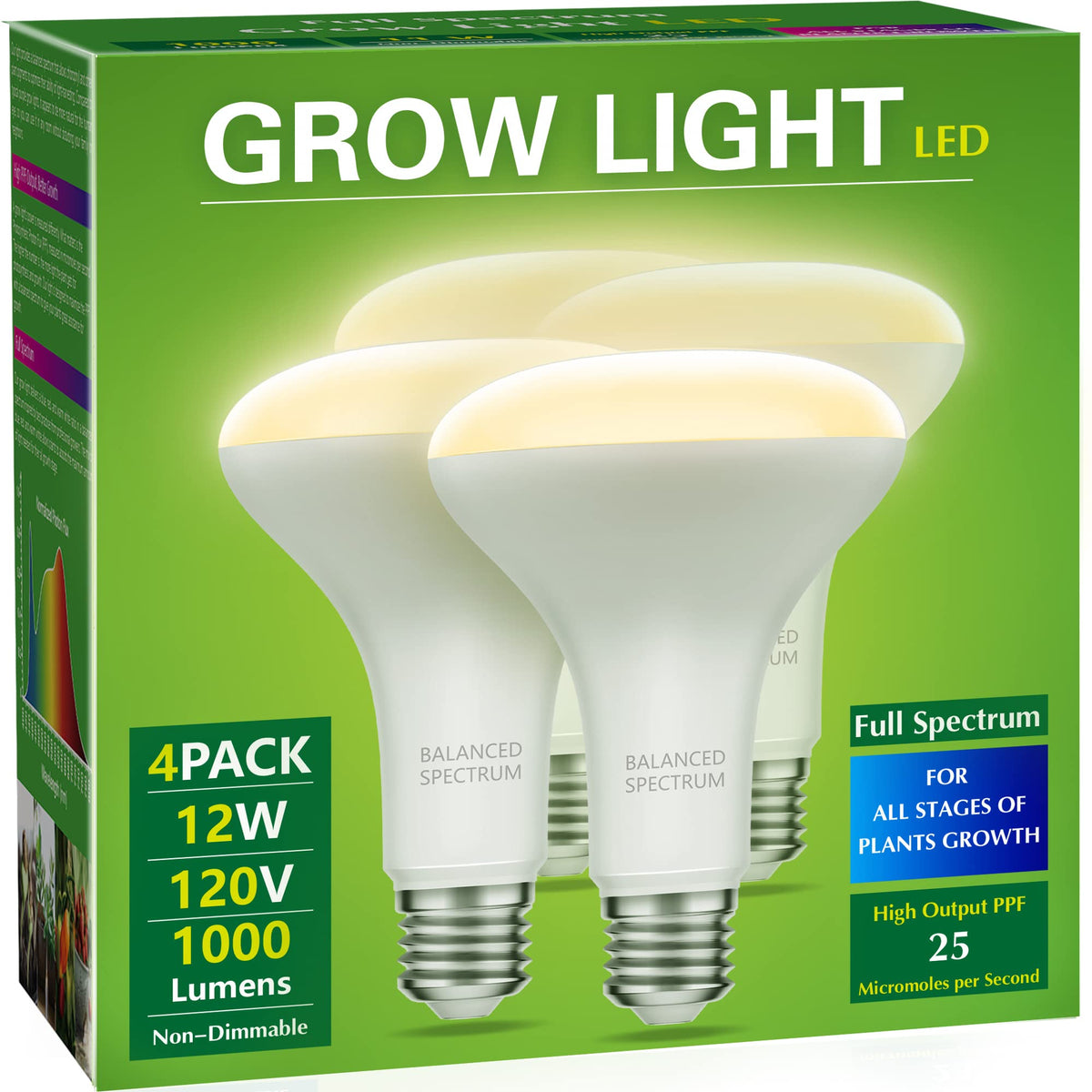 Briignite BR30 front view glow offers natural color for even indoor plant growth.