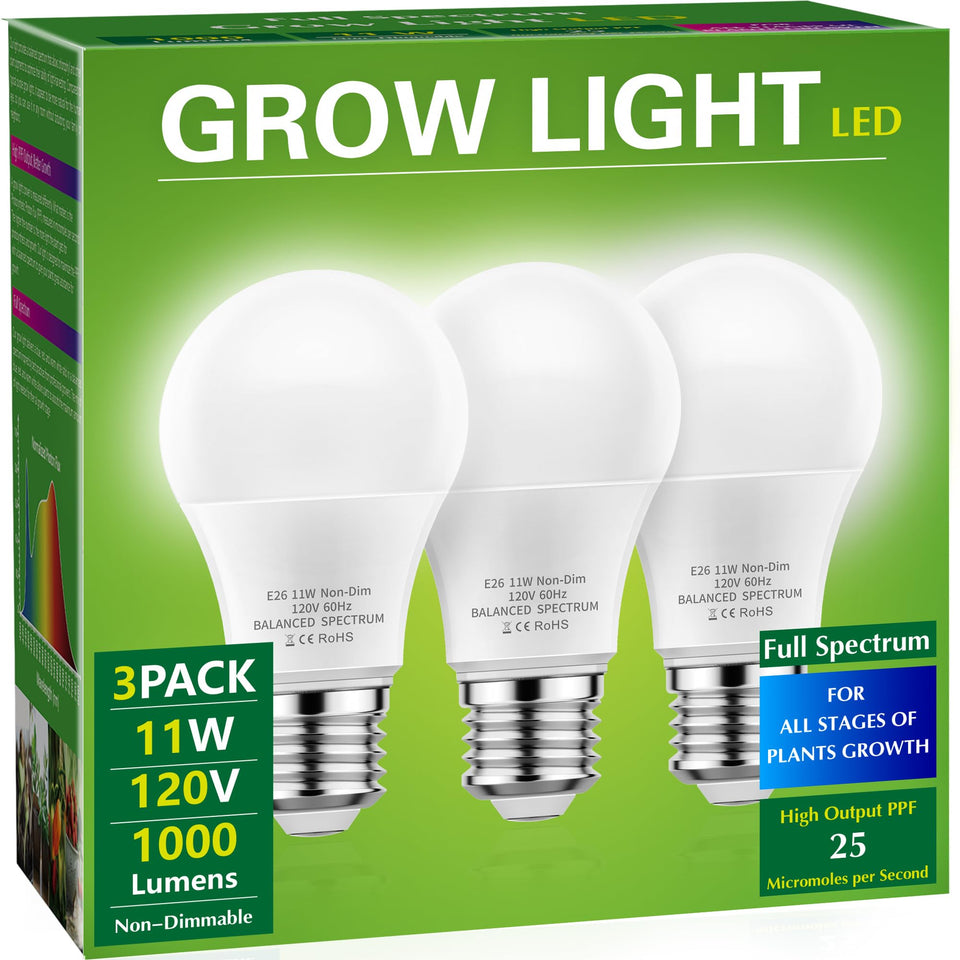Briignite full-spectrum bulb close-up showing natural light for indoor plants.