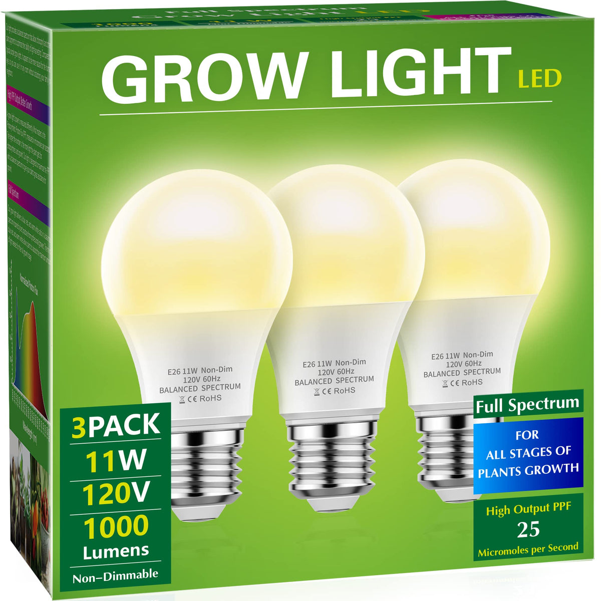 Briignite LED grow light bulb delivers full spectrum 4000K for indoor plants.