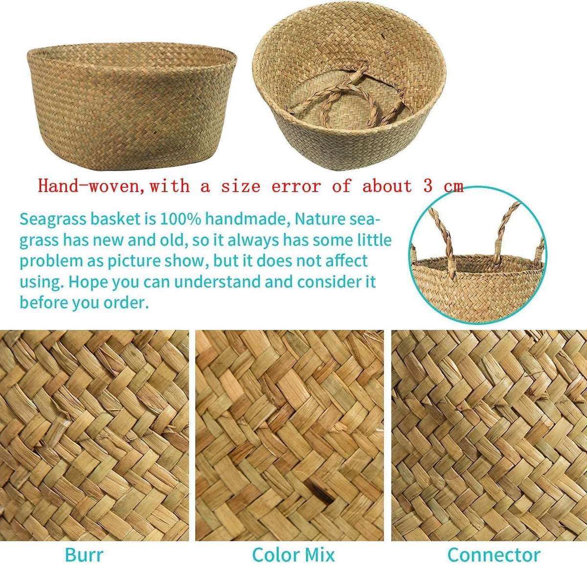 BrilliantJo Seagrass Belly Basket storage and toy organization