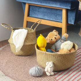 BrilliantJo Seagrass Belly Basket handwoven weave detail