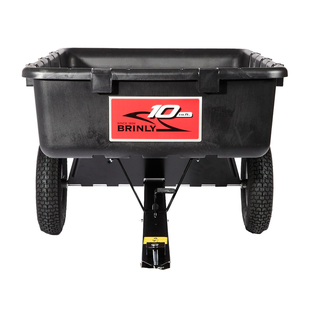 Brinly 56-degree dump angle facilitates quick unloading.