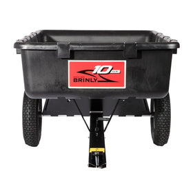 Brinly 56-degree dump angle facilitates quick unloading.