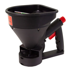 Brinly 5lb spreader filling opening highlights quick-fill capability.