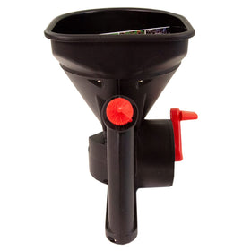 Brinly 5lb spreader flow gate demonstrates adjustable material flow.