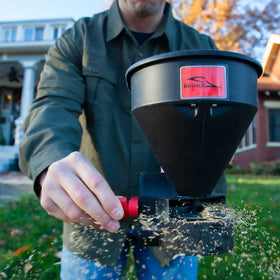 Brinly 5lb spreader rotary broadcast delivers even distribution.
