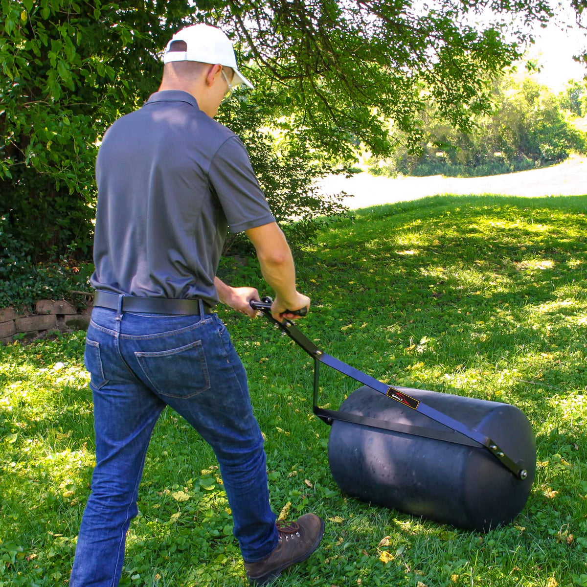 Brinly durable poly drum resists rust and dents for long seasons