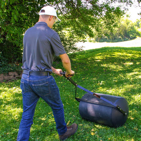 Brinly durable poly drum resists rust and dents for long seasons