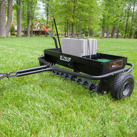 Brinly tubular-steel-design-frame delivers rugged durability across seasons.