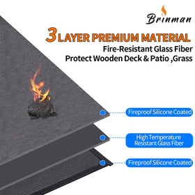 Brinman fireproof grill mat with silicone top guards patio from heat and splatters.