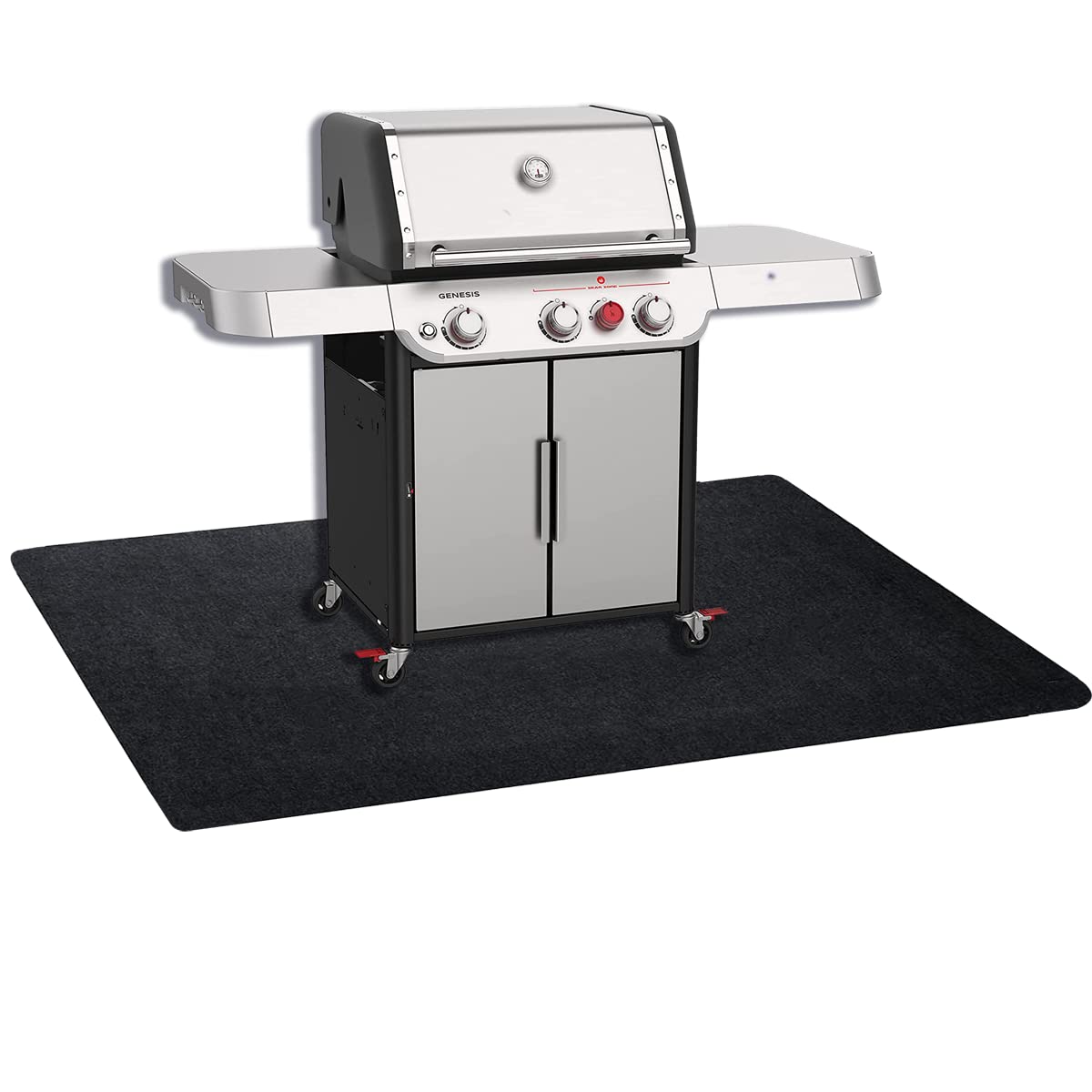 Brinman under grill mat protecting deck from oil spills under grills