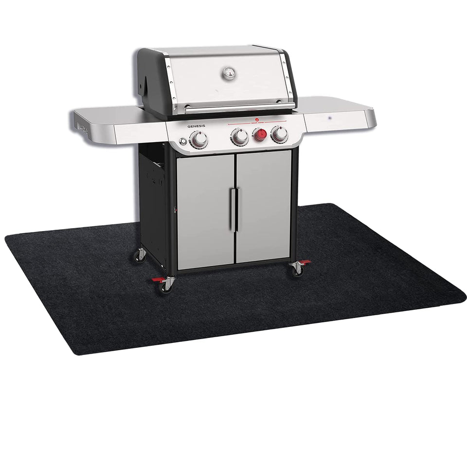 Brinman under grill mat protecting deck from oil spills under grills