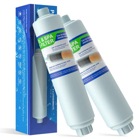 Brinquil Garden Hose Filter connected to a standard hose for cleaner pool fills.