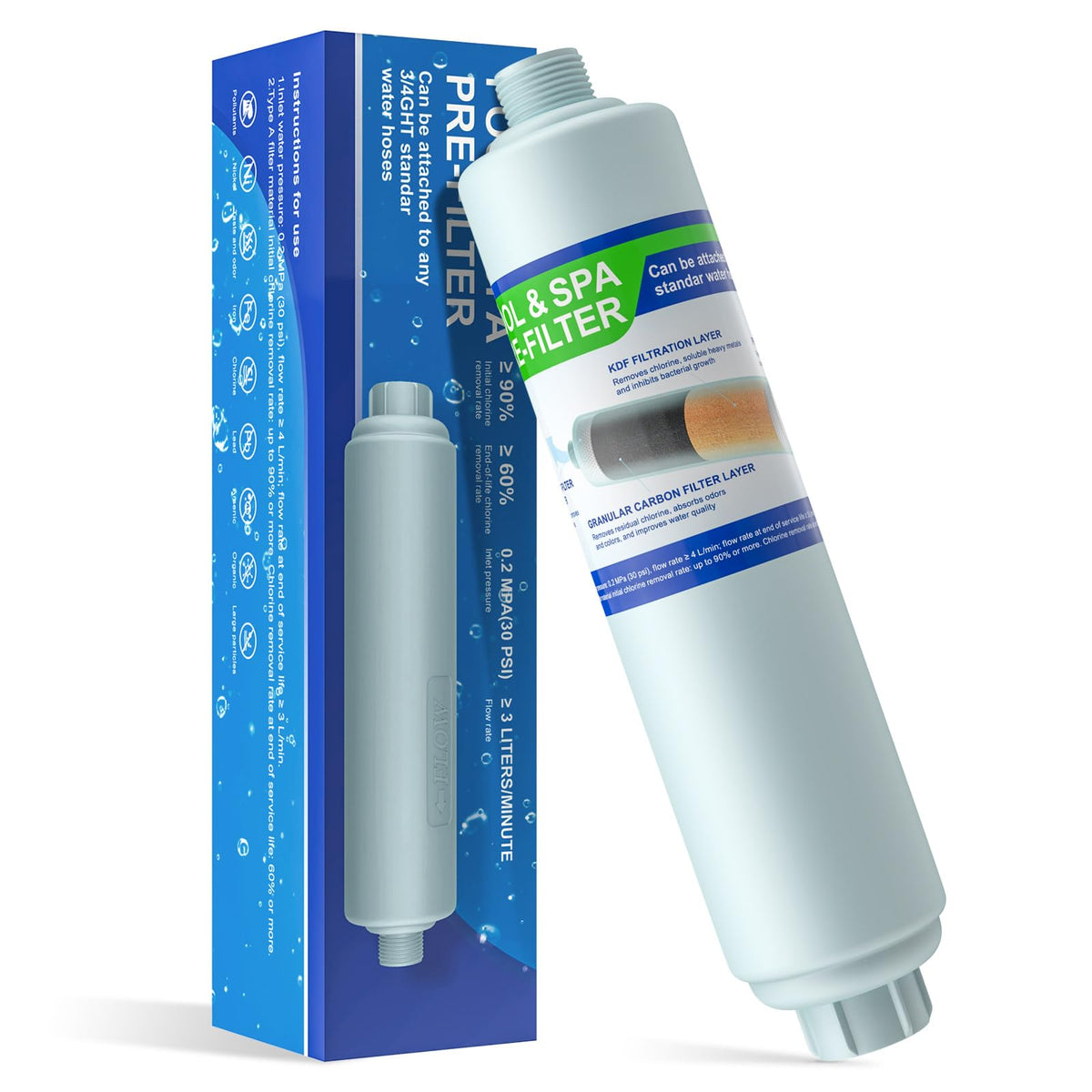 Brinquil garden hose filter setup on hose for easy installation