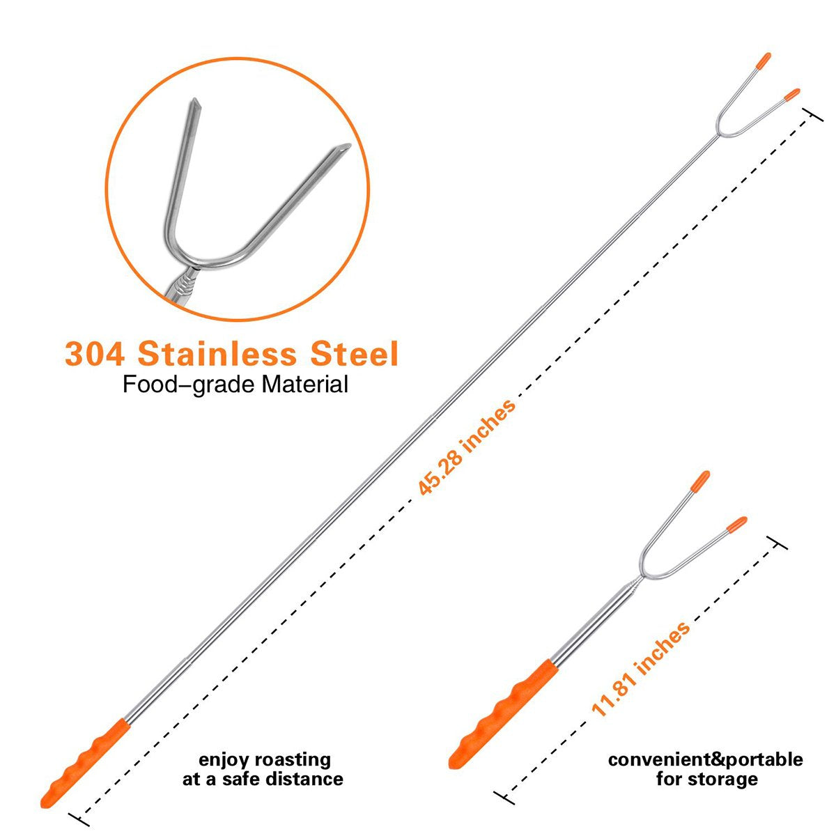 BRIOUT stainless steel fork tip resists rust for durable roasting during cookouts.