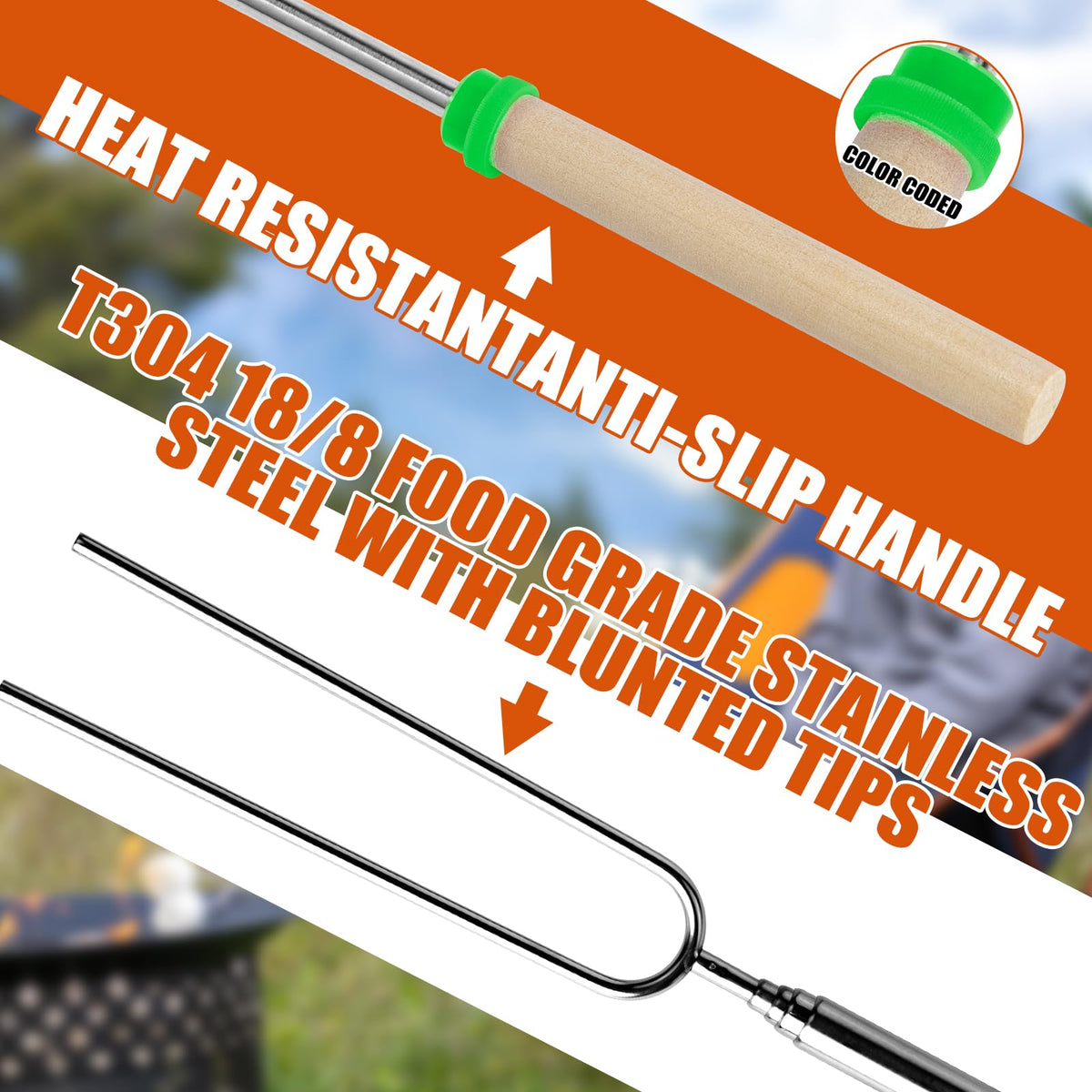 BRIOUT long campfire skewers ideal for marshmallows hot dogs and vegetables