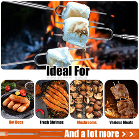 BRIOUT extendable roasting stick fully extended showing 32 inch reach