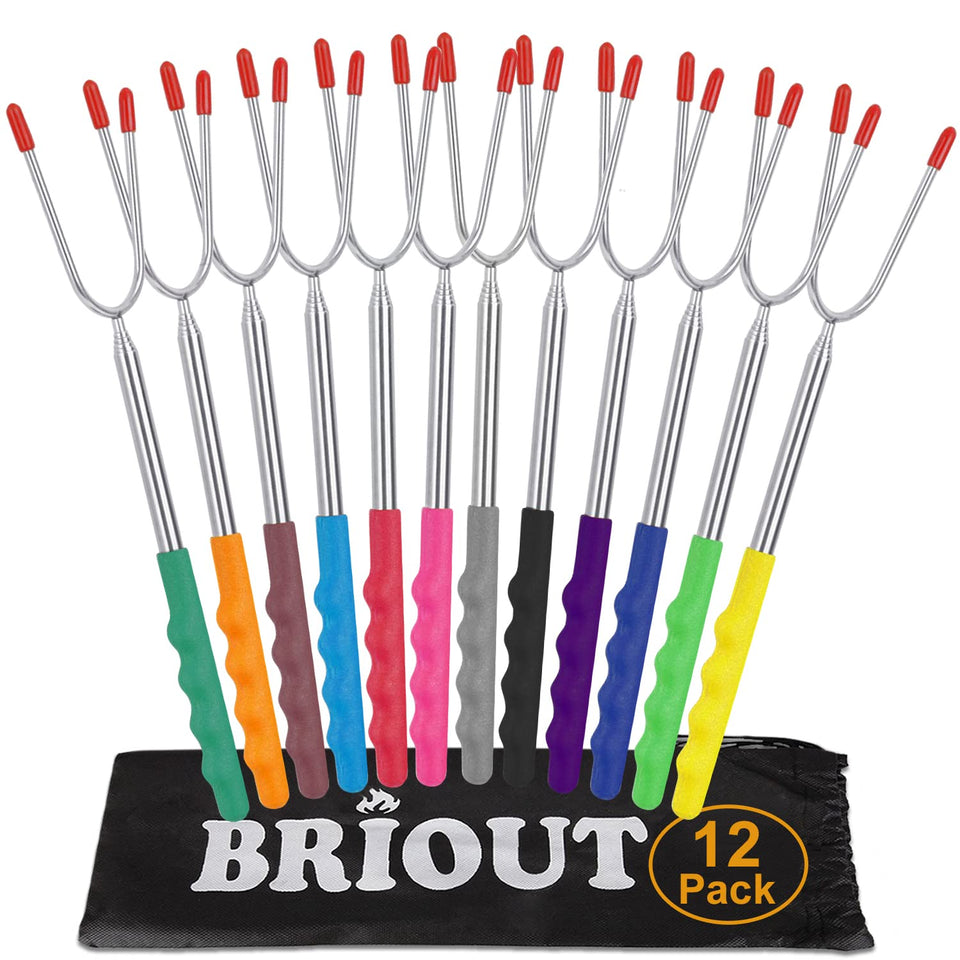 BRIOUT marshmallow-roasting-sticks, 45-inch length for safe family campfires.