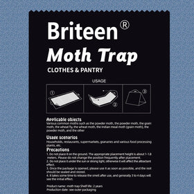Briteen moth traps timed-release pheromones attract moths from a distance in a kitchen.