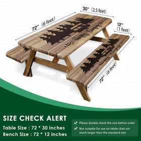 Britown bench cover with elastic fit protects seating on camping trips.