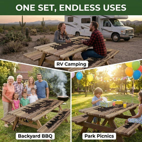 Britown table cover shields wood from dust and splinters.