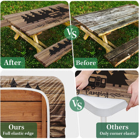 Britown waterproof table cover displayed in windy outdoor conditions protects surfaces.