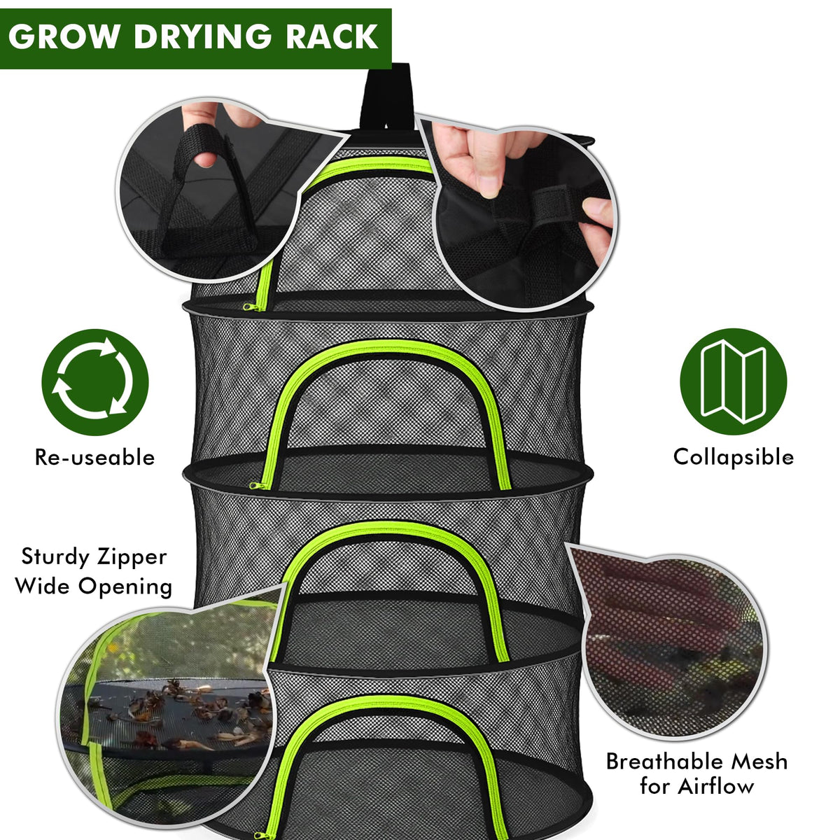 BRIVADO nylon mesh ensures a safe, chemical-free drying environment.
