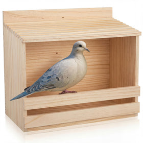 Briwooody dove nesting box front view with a large entry for easy cleaning and access.