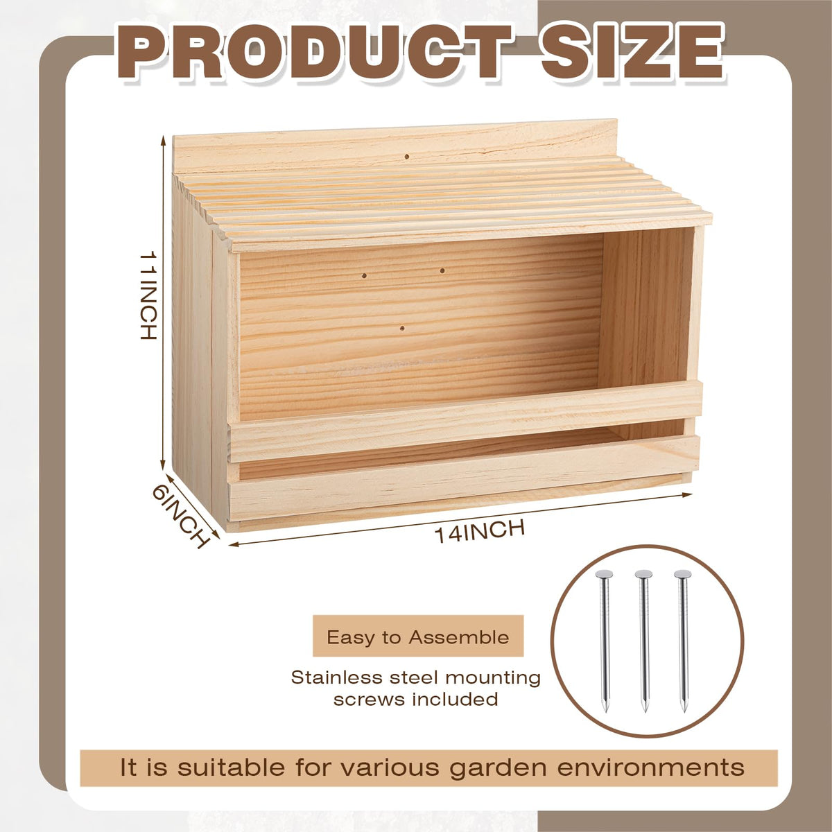 Briwooody dove nesting box roof detail showing a water-shedding design for durability.
