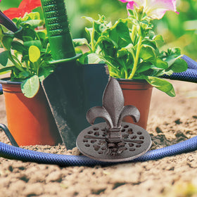 Briwooody garden hose stakes prevent dragging across beds and lawns.