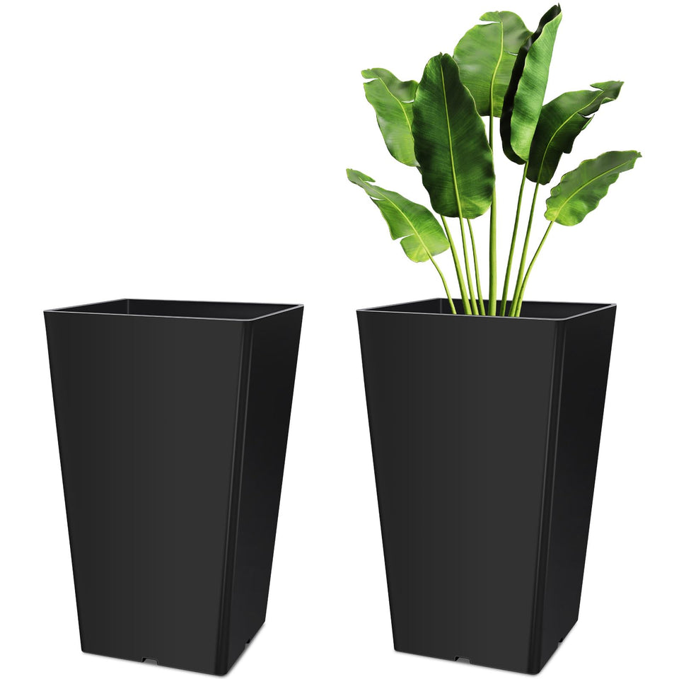Briwooody set2 15.75-inch taper planters on front porch enhance curb appeal.