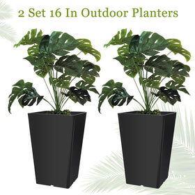 Briwooody set2 taper planters on patio add height and drama to outdoor spaces.
