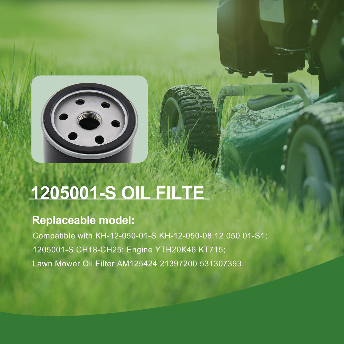 Brand label shows compatibility with multiple mower brands