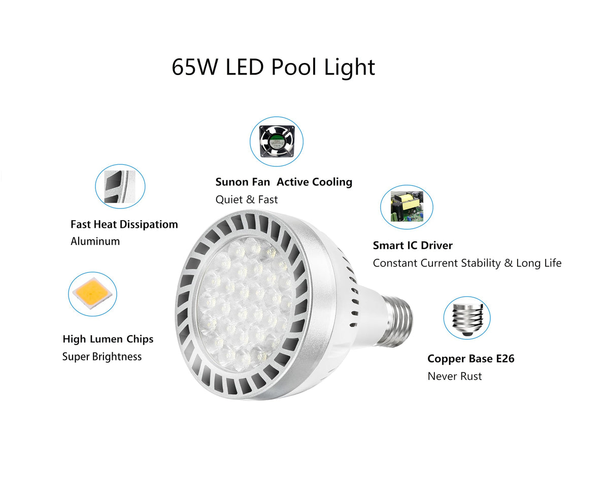 Broadroad LED pool light underwater blue glow enhances nighttime swimming ambiance.