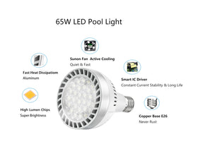Broadroad LED pool light underwater blue glow enhances nighttime swimming ambiance.
