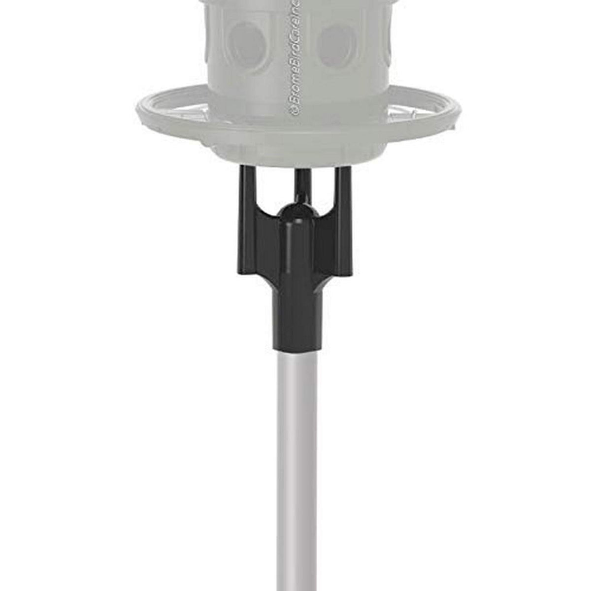 Brome Pole Adaptor in hand showing tool-free assembly for Squirrel Buster Plus.