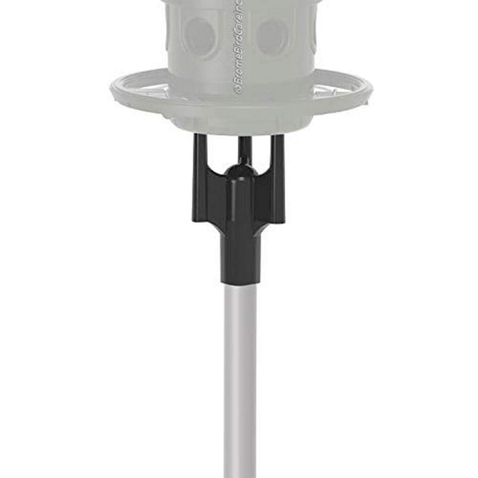 Brome Pole Adaptor in hand showing tool-free assembly for Squirrel Buster Plus.