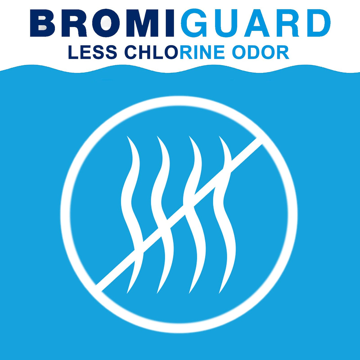 Close-up of BROMIGUARD tablets showing stabilized formula for hot tubs.
