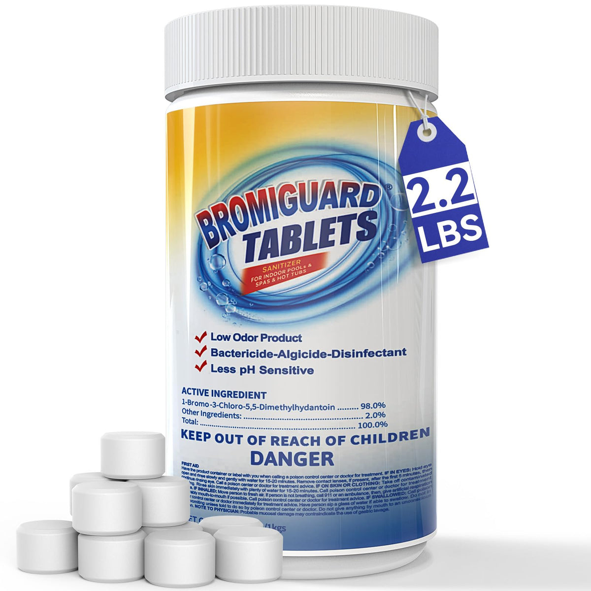 BROMIGUARD bromine tablet in spa floater for steady sanitation