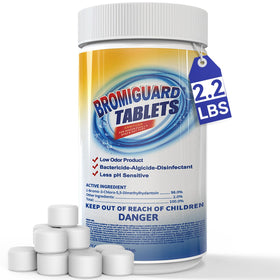 BROMIGUARD bromine tablet in spa floater for steady sanitation