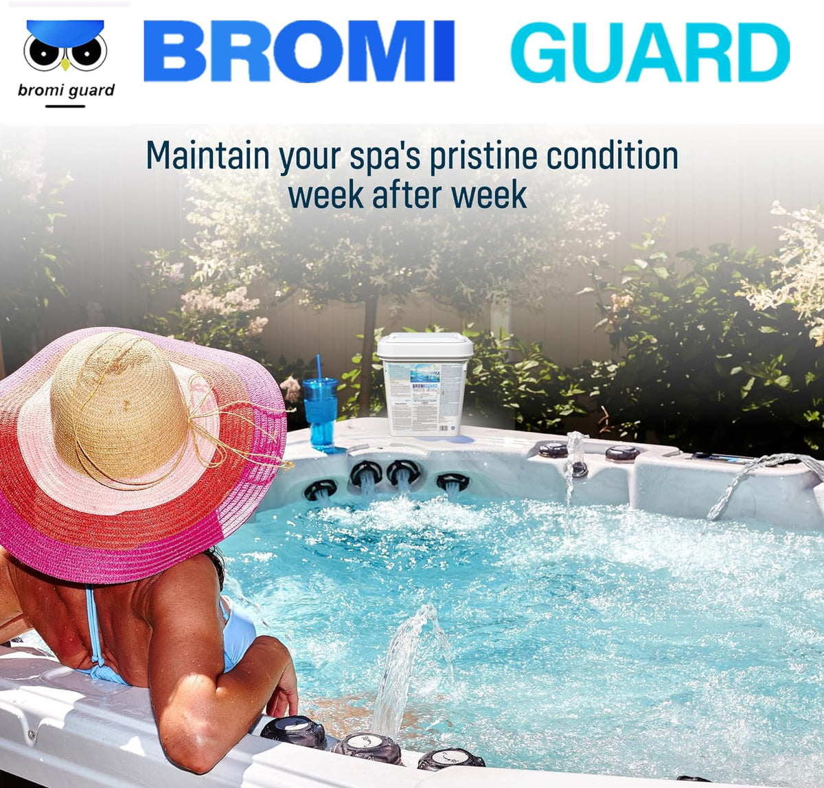 BROMIGUARD environmental certifications logo visible, underscoring eco-conscious disinfection choices.