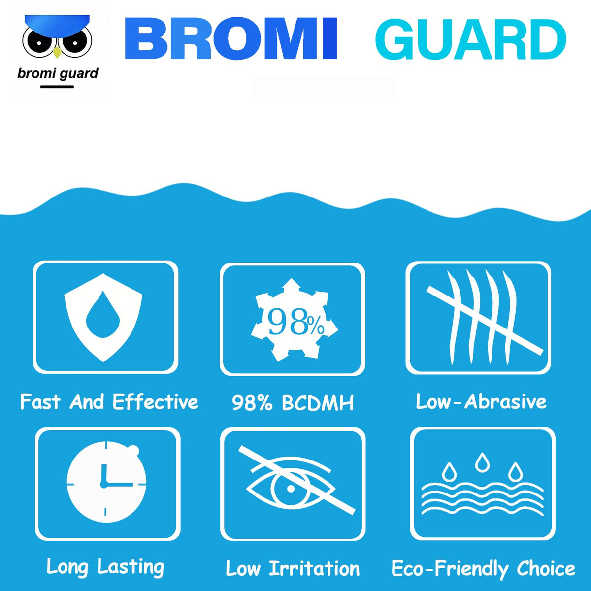 BROMIGUARD packaging and label showcase eco-friendly certifications and clear usage directions.