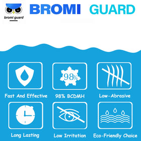 BROMIGUARD packaging and label showcase eco-friendly certifications and clear usage directions.