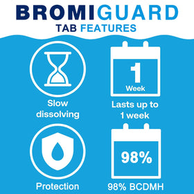 BROMIGUARD tablets in a spa setup providing balanced water protection.