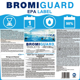 Dispensing BROMIGUARD tablets for simple hot tub maintenance.
